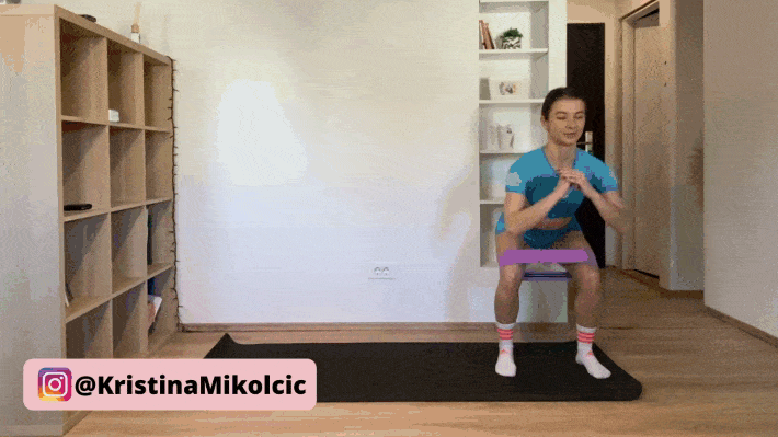Lateral squat walks with resistance band at home by kristina mikolcic