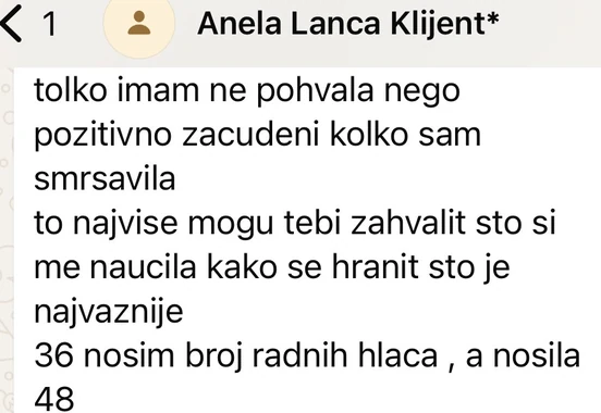 Poruka klijentice Anele