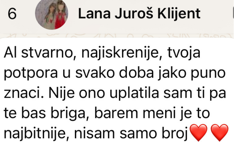 Poruka klijentice Lane