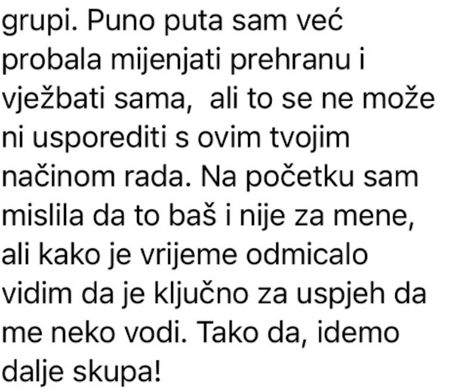 Poruka klijentice Kristine