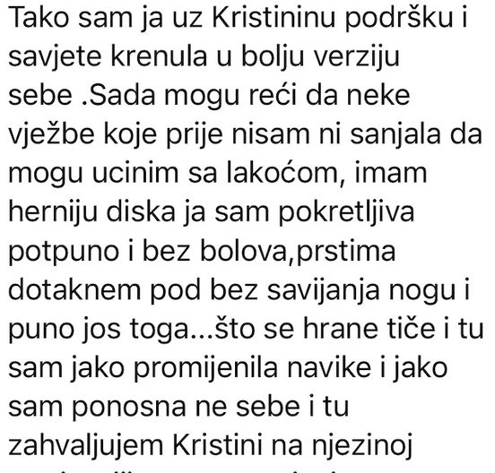 Poruka klijentice Brigite
